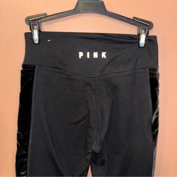 Victoia's Secret PINK,small Black. Leggings With Velour On Sides. EUC - Picture 7 of 9